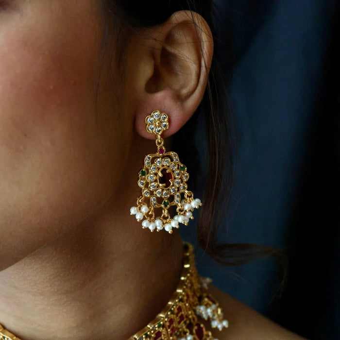 Antique ruby stone choker necklace with earrings CCB20067