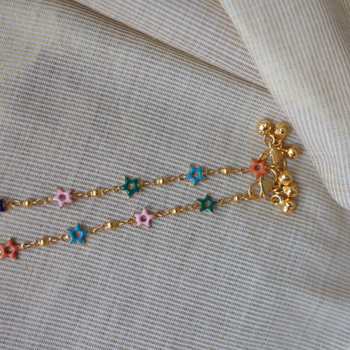 Heritage gold traditional simple stone anklet HAN1623