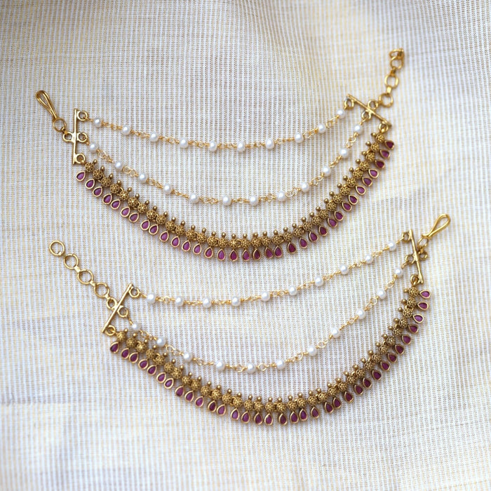 Antique 3 layer Mattal Ear Accessories | Bridal & Traditional Jewellery UK AM5899