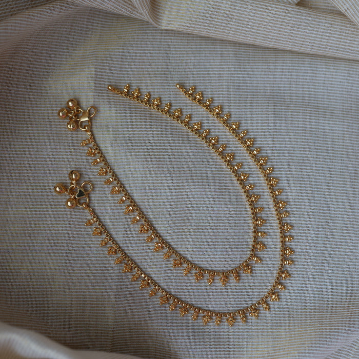 Heritage gold traditional simple stone anklet HAN166