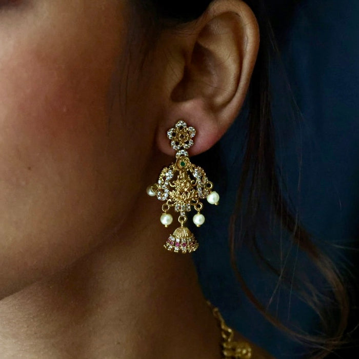 Antique temple design short necklace and earrings S1B1308