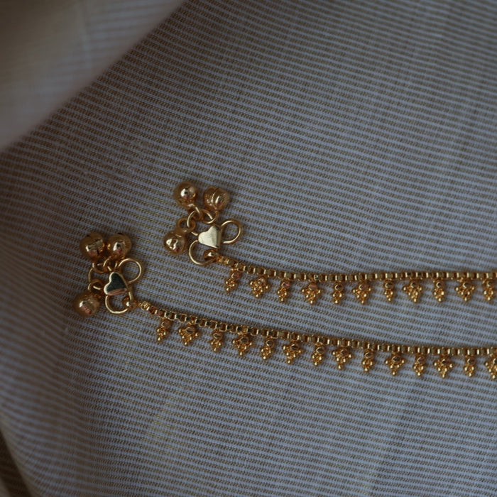 Heritage gold traditional simple stone anklet HAN166