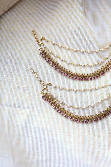 Antique 3 layer Mattal Ear Accessories | Bridal & Traditional Jewellery UK AM5899