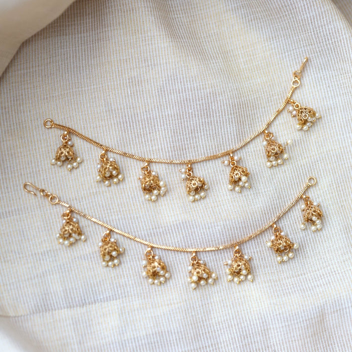 Heritage Gold Plated Mattal Ear Accessories | Bridal & Traditional Jewellery UK HM7445