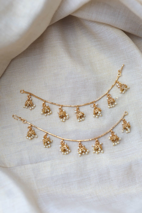 Heritage Gold Plated Mattal Ear Accessories | Bridal & Traditional Jewellery UK HM7445