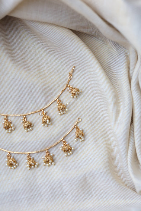 Heritage Gold Plated Mattal Ear Accessories | Bridal & Traditional Jewellery UK HM7445