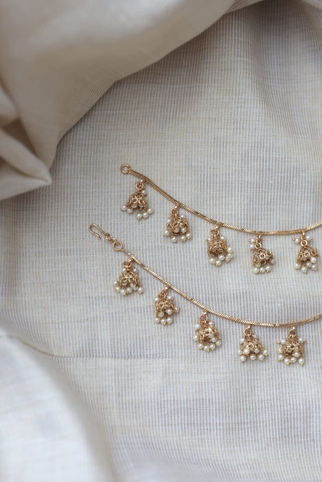 Heritage Gold Plated Mattal Ear Accessories | Bridal & Traditional Jewellery UK HM7445