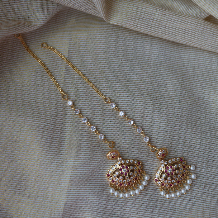 Heritage white stone gold mattal ear accessories HM2123