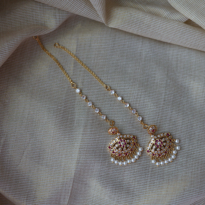 Heritage white stone gold mattal ear accessories HM2123