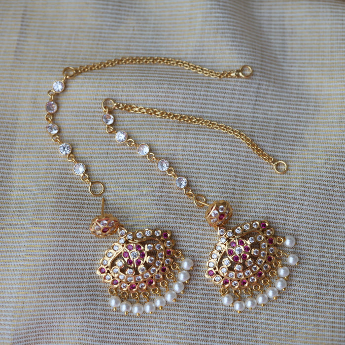 Heritage white stone gold mattal ear accessories HM2123