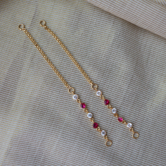 Heritage ruby white stone gold and pearl mattal ear accessories HM7654