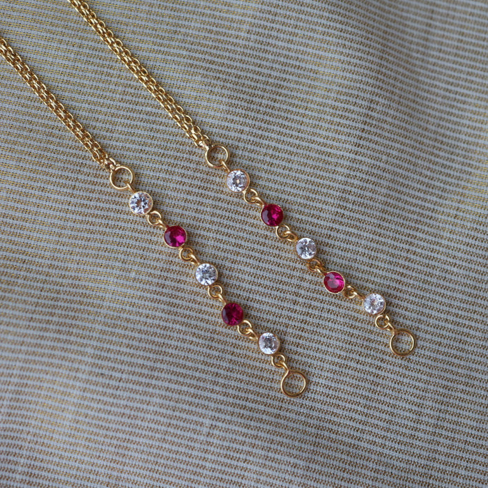 Heritage ruby white stone gold and pearl mattal ear accessories HM7654