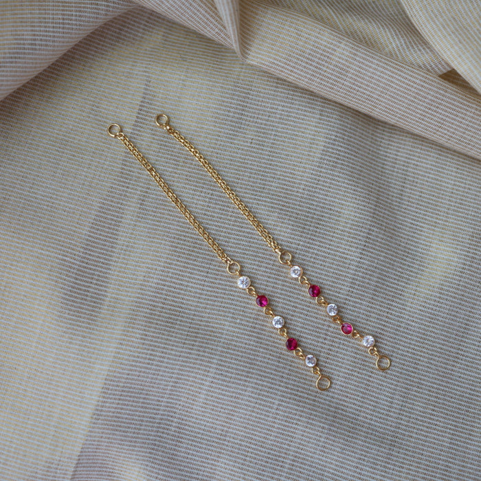 Heritage ruby white stone gold and pearl mattal ear accessories HM7654
