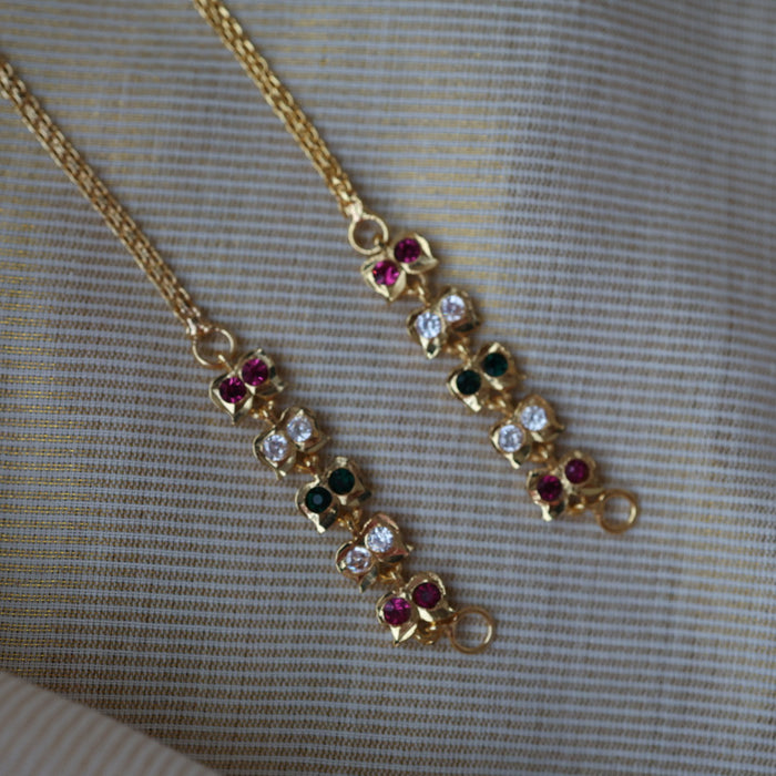 Heritage ruby green white stone gold mattal ear accessories HM1289