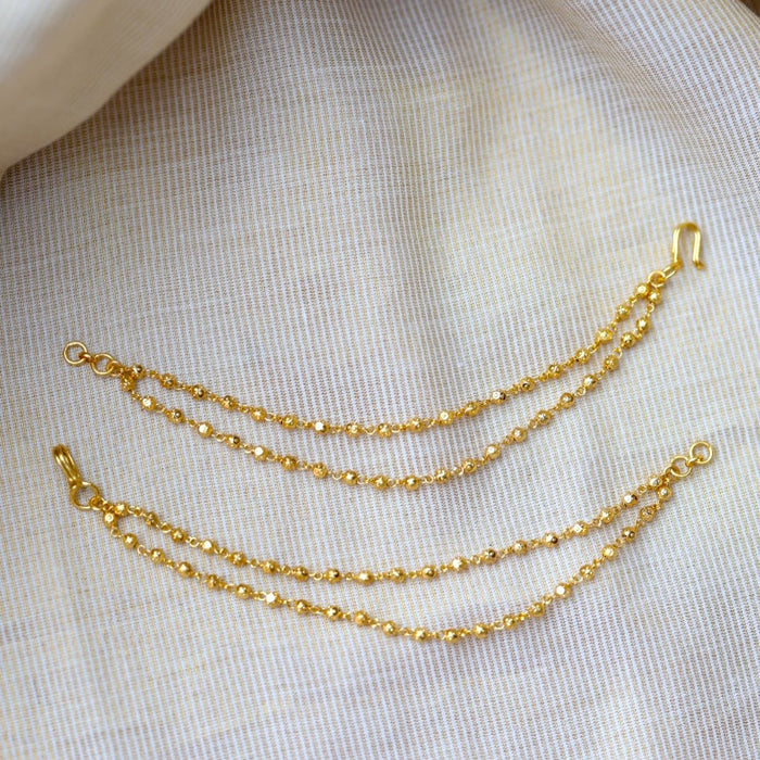 Heritage Gold Plated 2 layer Mattal Ear Accessories | Bridal & Traditional Jewellery UK HM1345