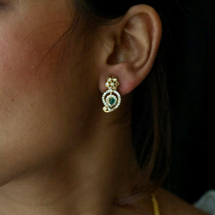 Antique mango design ruby white long necklace with earrings LL031655