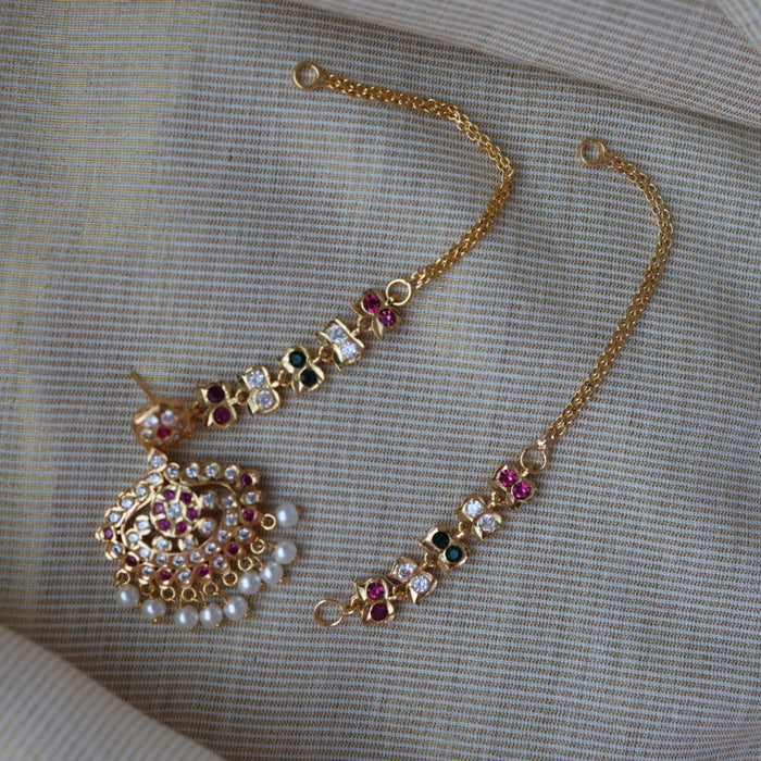 Heritage ruby green white stone gold mattal ear accessories HM1289