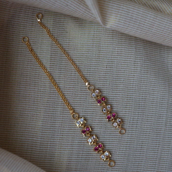 Heritage ruby white stone gold mattal ear accessories HM987