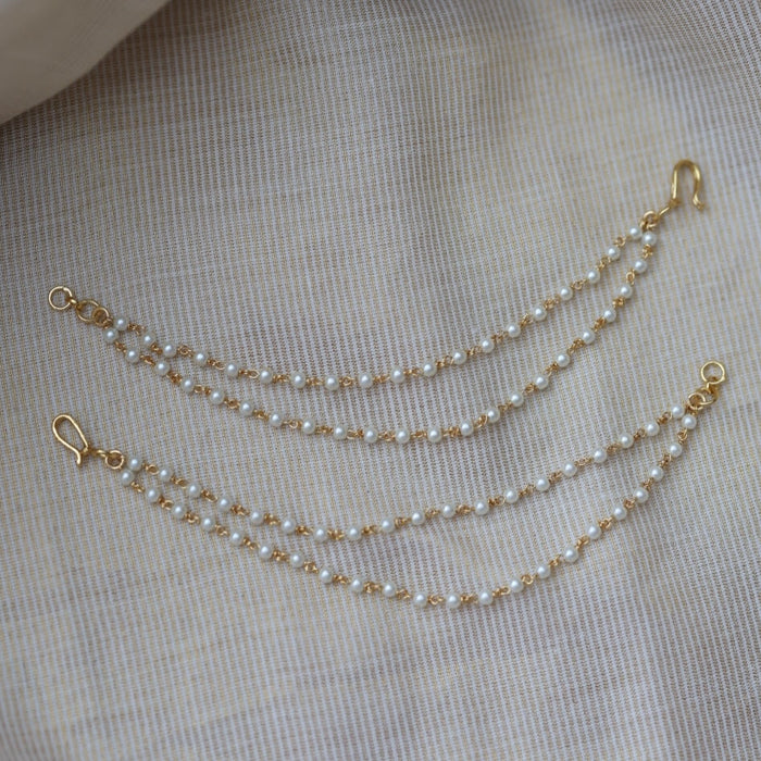 Heritage Gold Plated 2 layer pearl Mattal Ear Accessories | Bridal & Traditional Jewellery UK HM7782