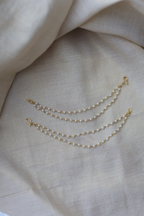 Heritage Gold Plated 2 layer pearl Mattal Ear Accessories | Bridal & Traditional Jewellery UK HM7782