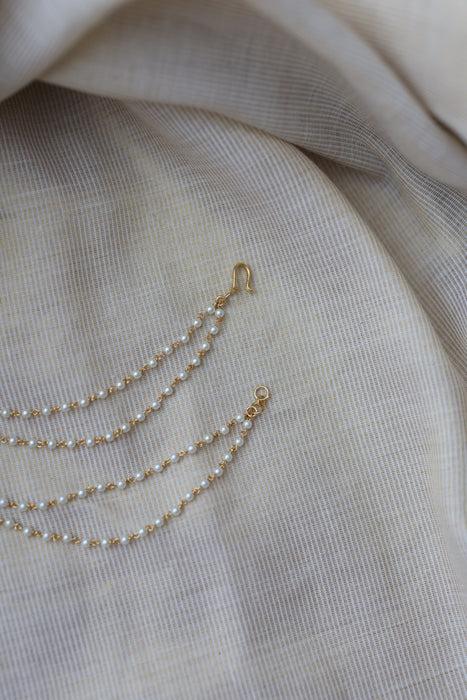 Heritage Gold Plated 2 layer pearl Mattal Ear Accessories | Bridal & Traditional Jewellery UK HM7782
