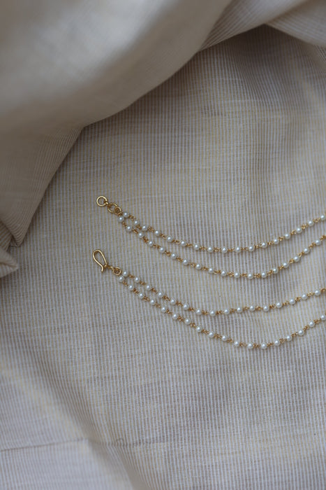 Heritage Gold Plated 2 layer pearl Mattal Ear Accessories | Bridal & Traditional Jewellery UK HM7782