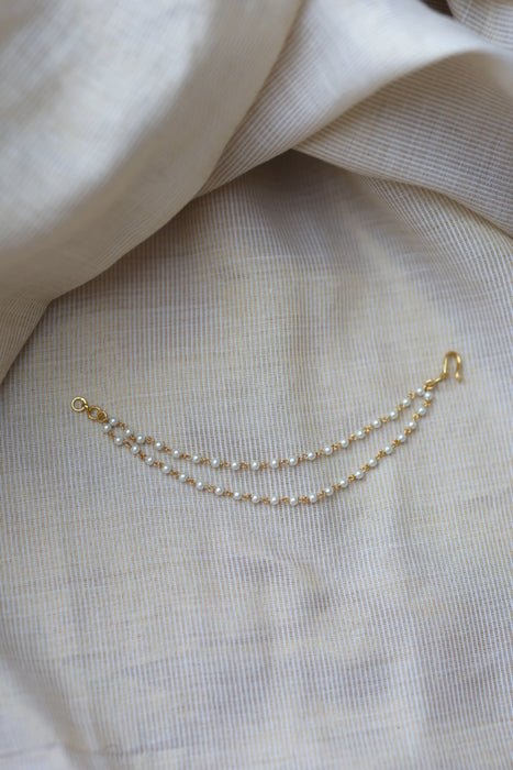 Heritage Gold Plated 2 layer pearl Mattal Ear Accessories | Bridal & Traditional Jewellery UK HM7782