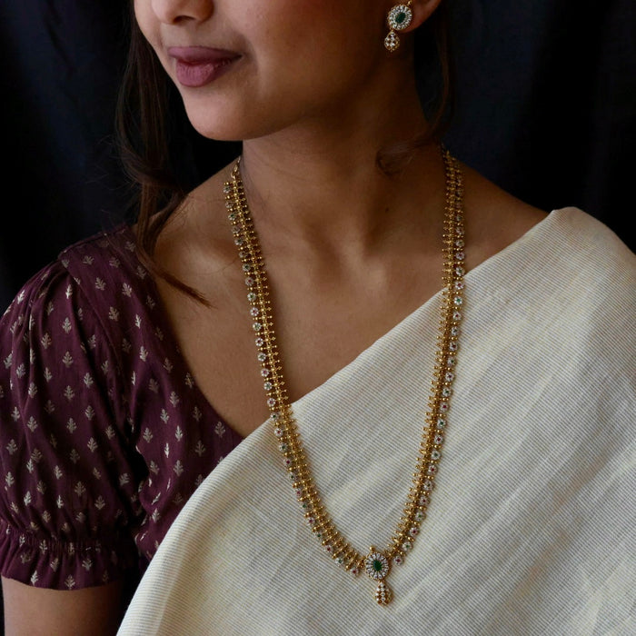 Antique multi stone long necklace with earrings LL03351