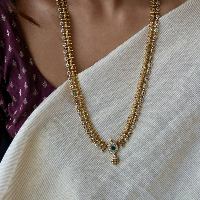 Antique multi stone long necklace with earrings LL03351