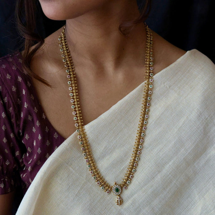 Antique multi stone long necklace with earrings LL03351