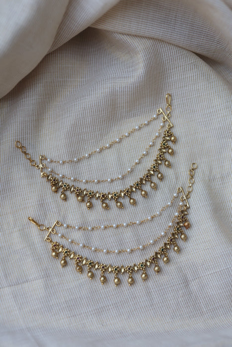 Antique 3 layer Mattal Ear Accessories | Bridal & Traditional Jewellery UK AM54322