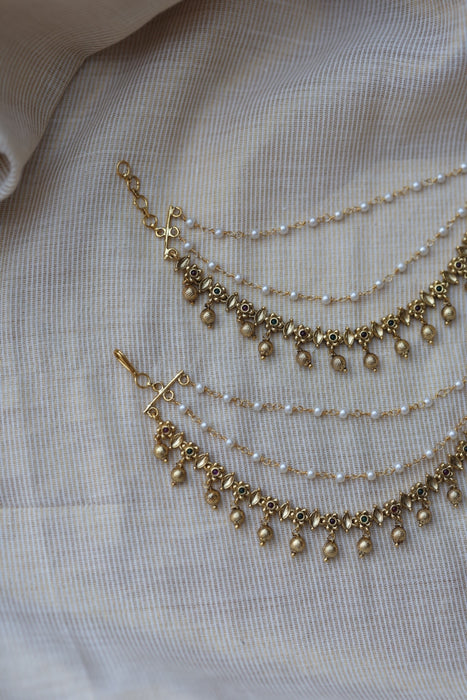 Antique 3 layer Mattal Ear Accessories | Bridal & Traditional Jewellery UK AM54322