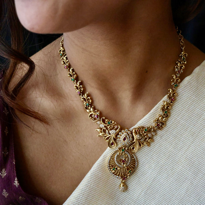 Antique short necklace with earrings TTS4765