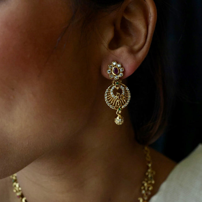 Antique short necklace with earrings TTS4765