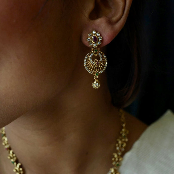 Antique short necklace with earrings TTS4765