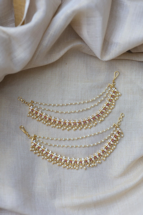 Heritage Gold Plated Mattal Ear Accessories | Bridal & Traditional Jewellery UK HM7899