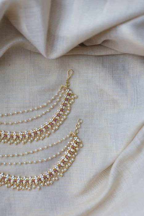 Heritage Gold Plated Mattal Ear Accessories | Bridal & Traditional Jewellery UK HM7899