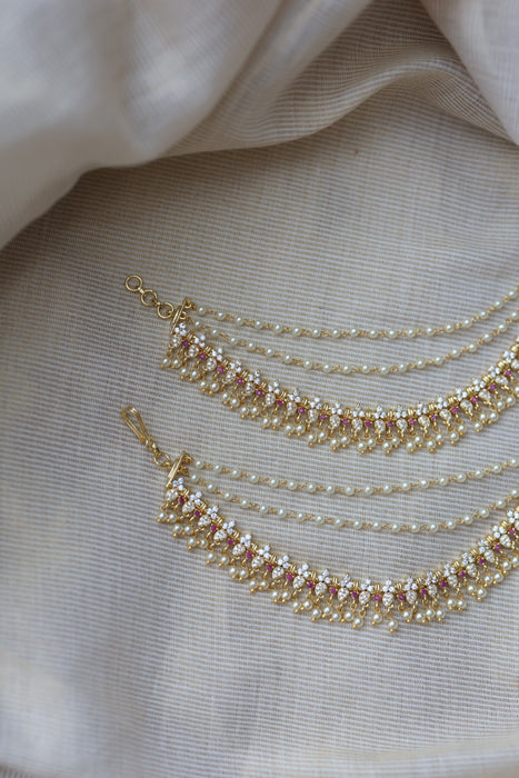 Heritage Gold Plated Mattal Ear Accessories | Bridal & Traditional Jewellery UK HM7899