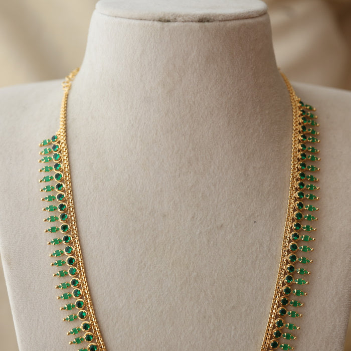 Heritage gold plated green stone long necklace HL2642