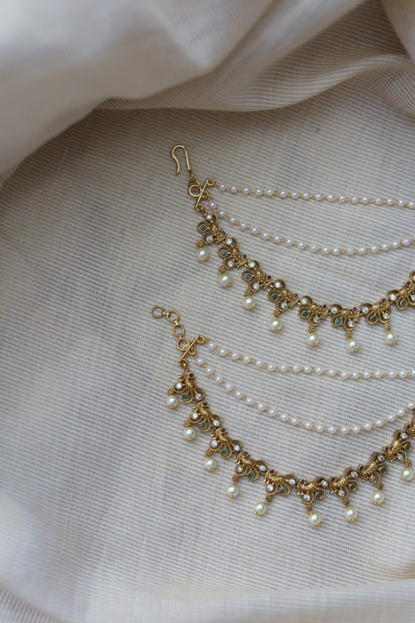 Antique 3 layer Mattal Ear Accessories | Bridal & Traditional Jewellery UK AM9988