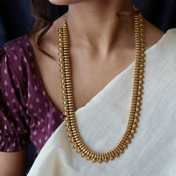 Antique gold long necklace with earrings G655