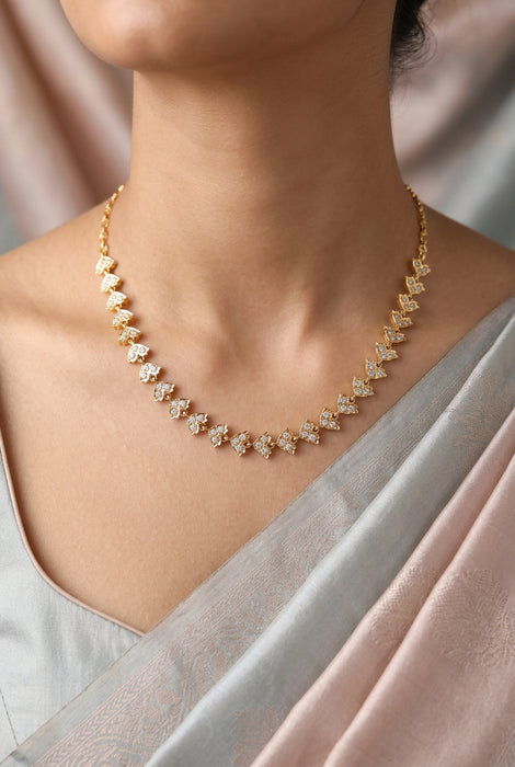 Heritage gold plated stone short necklace H642