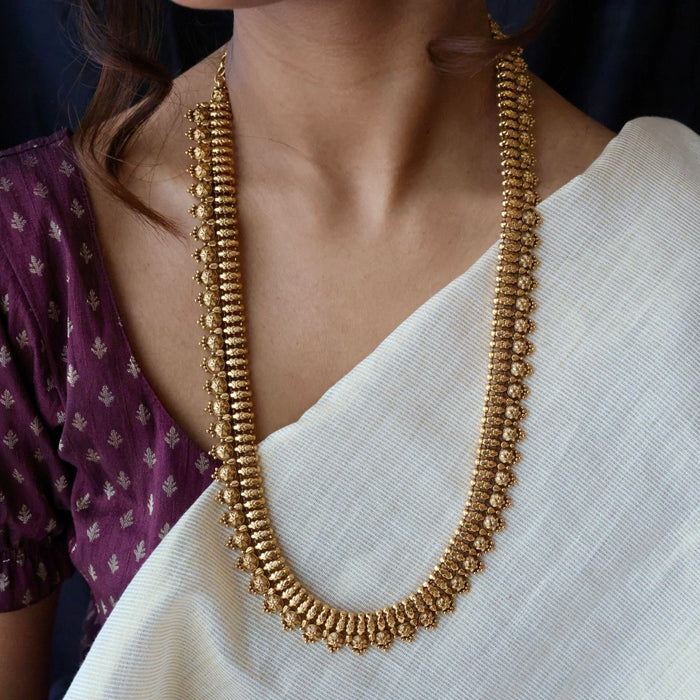 Antique gold long necklace with earrings G655