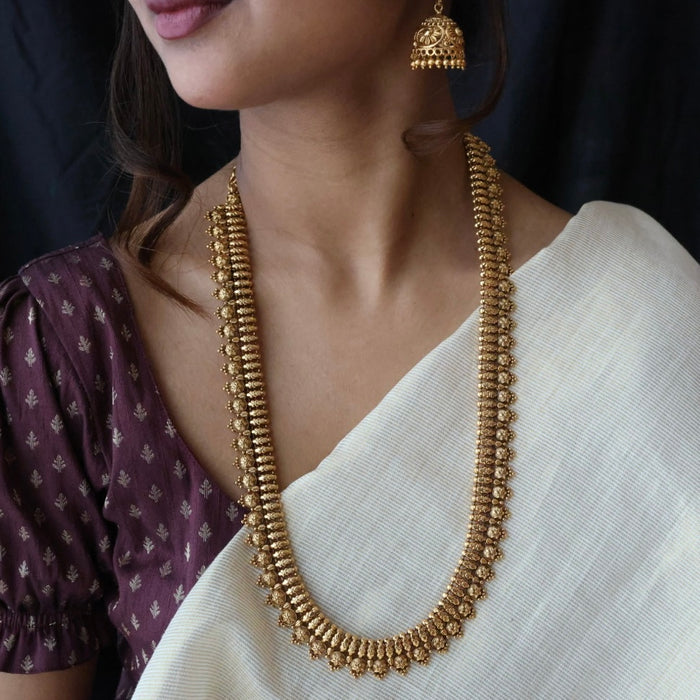 Antique gold long necklace with earrings G655