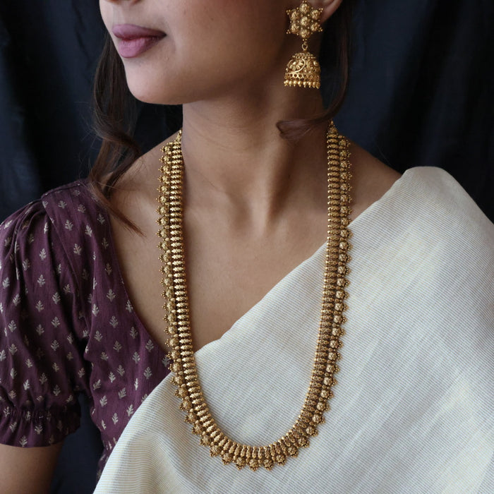 Antique gold long necklace with earrings G655