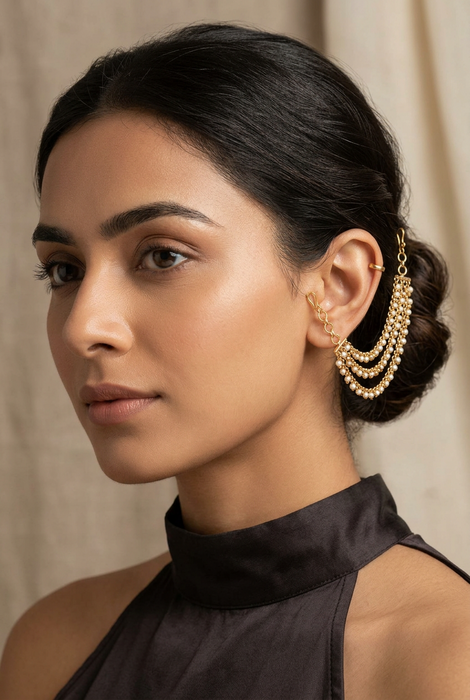 Antique 3 layer pearl Mattal Ear Accessories | Bridal & Traditional Jewellery UK AM8999