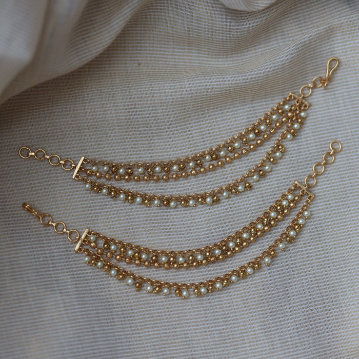 Antique 3 layer pearl Mattal Ear Accessories | Bridal & Traditional Jewellery UK AM8999