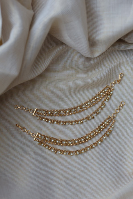 Antique 3 layer pearl Mattal Ear Accessories | Bridal & Traditional Jewellery UK AM8999