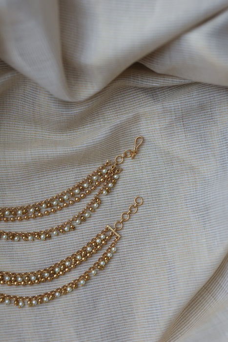 Antique 3 layer pearl Mattal Ear Accessories | Bridal & Traditional Jewellery UK AM8999