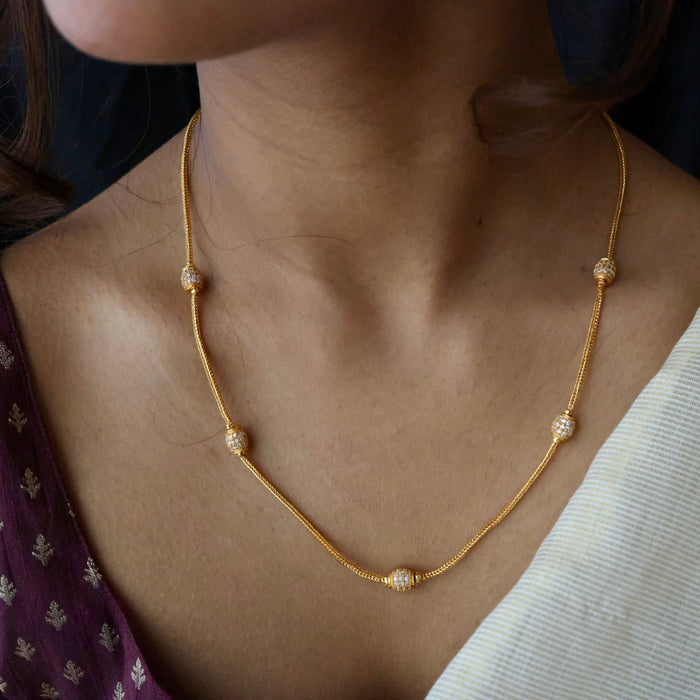 Heritage gold plated simple chain ruby white necklace HC5266